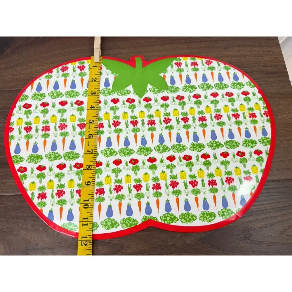 2 Vintage Vinyl Kids Veggie Placemats Tomato Shaped 1980's Glossy‎ 12